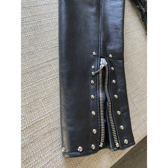 CHROME by Carrie Basham Womens Studded Black Leather Jacket Made In USA 8 - Picture 10 of 14